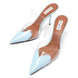Coeur 90 light blue patent mule pumps