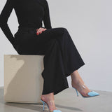Coeur 90 light blue patent mule pumps