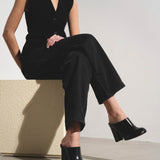 Babylone black leather mules