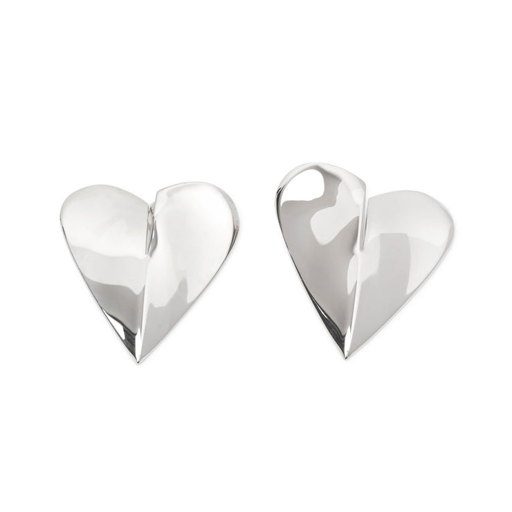 Torn heart silver earrings