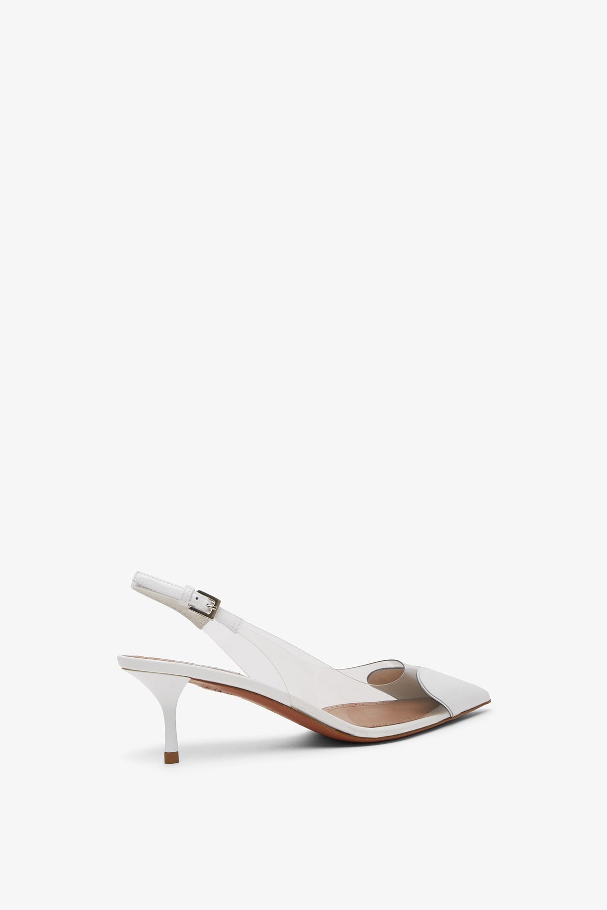 ALAÏA LE COEUR PATENT WHITE SLINGBACKS 