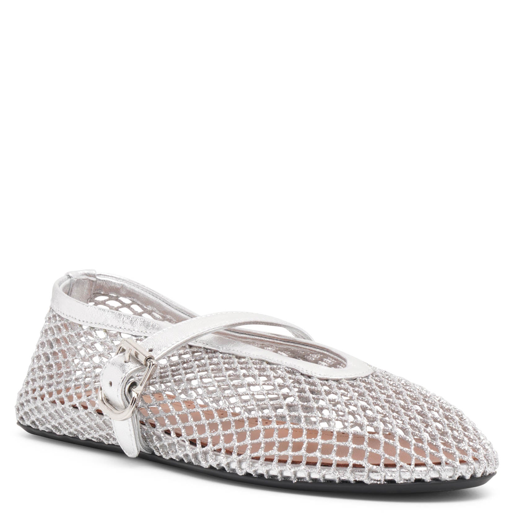 Silver mesh ballet flats