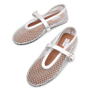 Silver mesh ballet flats