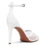 White mesh pumps