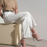White mesh pumps