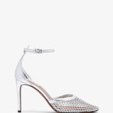 Silver mesh pumps