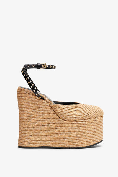 Raffia wedge sandals