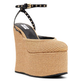 Raffia wedge sandals