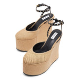 Raffia wedge sandals