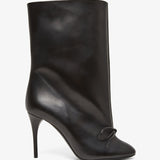 Low black leather boots