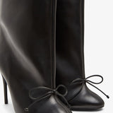 Low black leather boots
