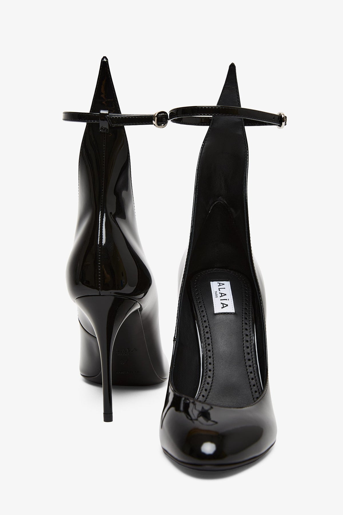 Shop Alaïa Pumps 90 Black Patent Pumps