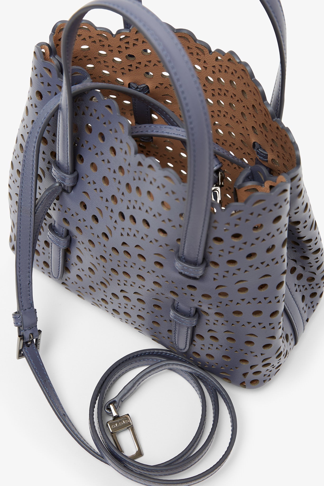 Alaïa | Mina 20 blue leather tote bag | Savannahs