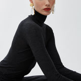 Sheer wool knit draped dress