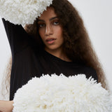 Natural white faux fur bubble gloves