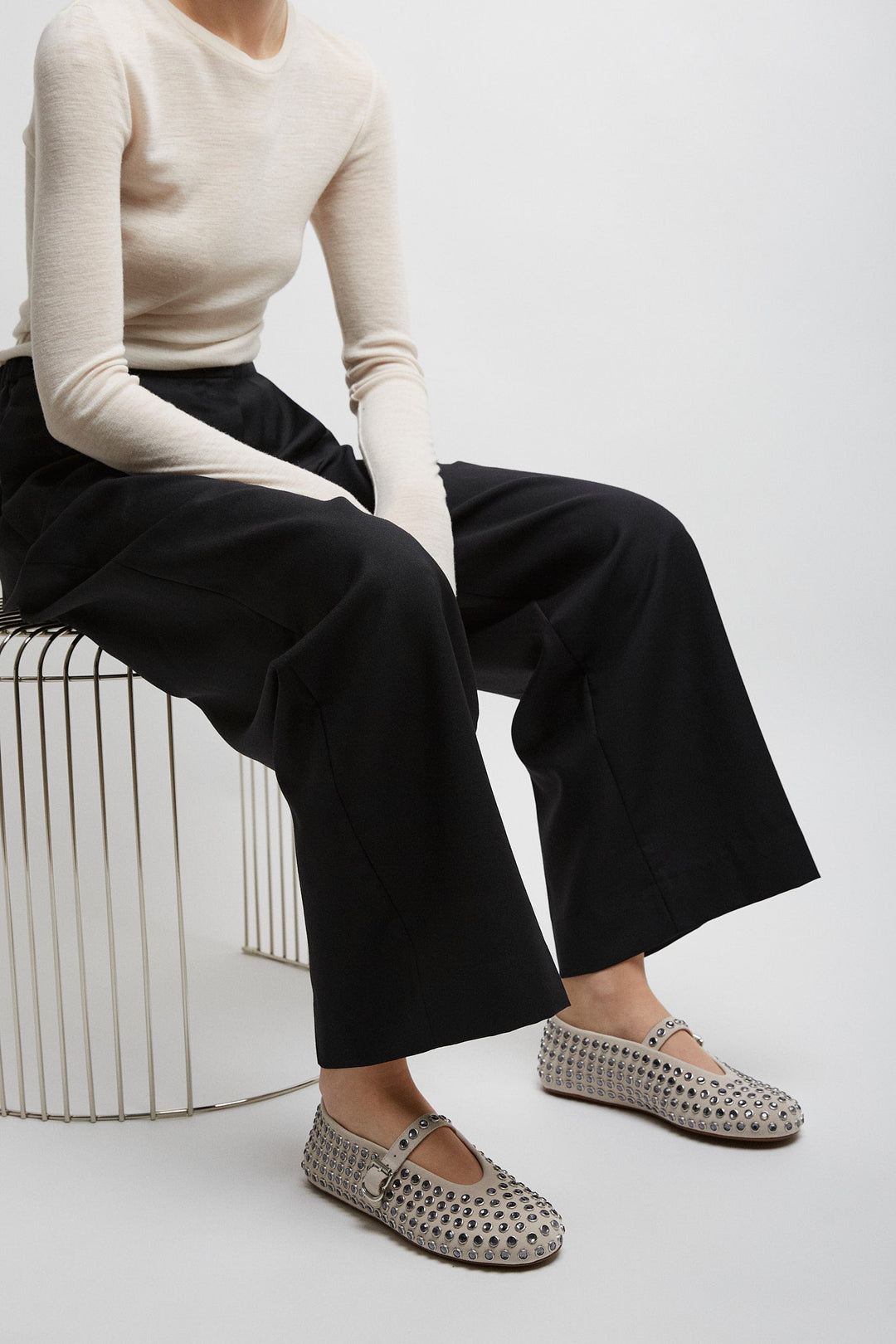 Alaïa | Embellished greige suede ballet flats | Savannahs