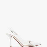 Coeur 90 white patent slingbacks