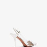 Coeur 90 white patent slingbacks