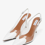 Coeur 90 white patent slingbacks