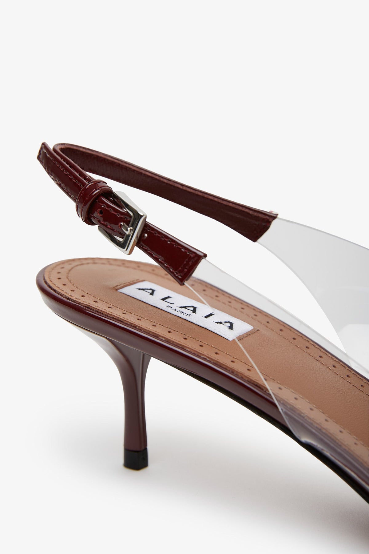 ALAÏA COEUR 55 DARK RED PATENT SLINGBACKS