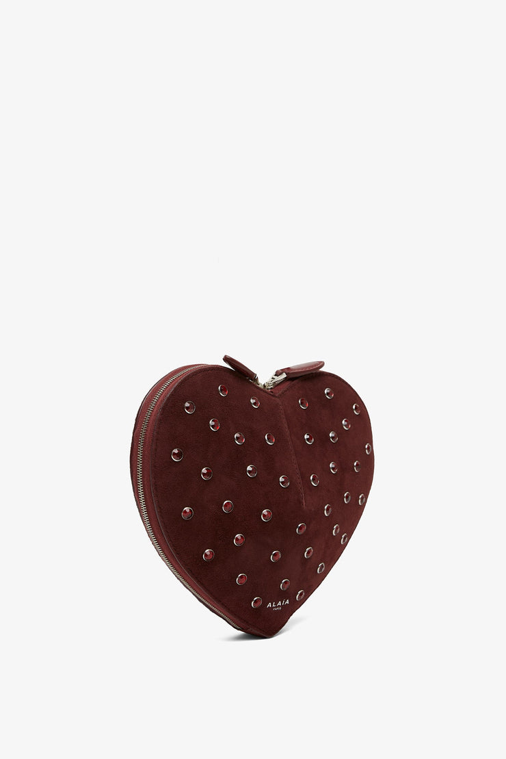 Le Coeur dark red embellished crossbody bag