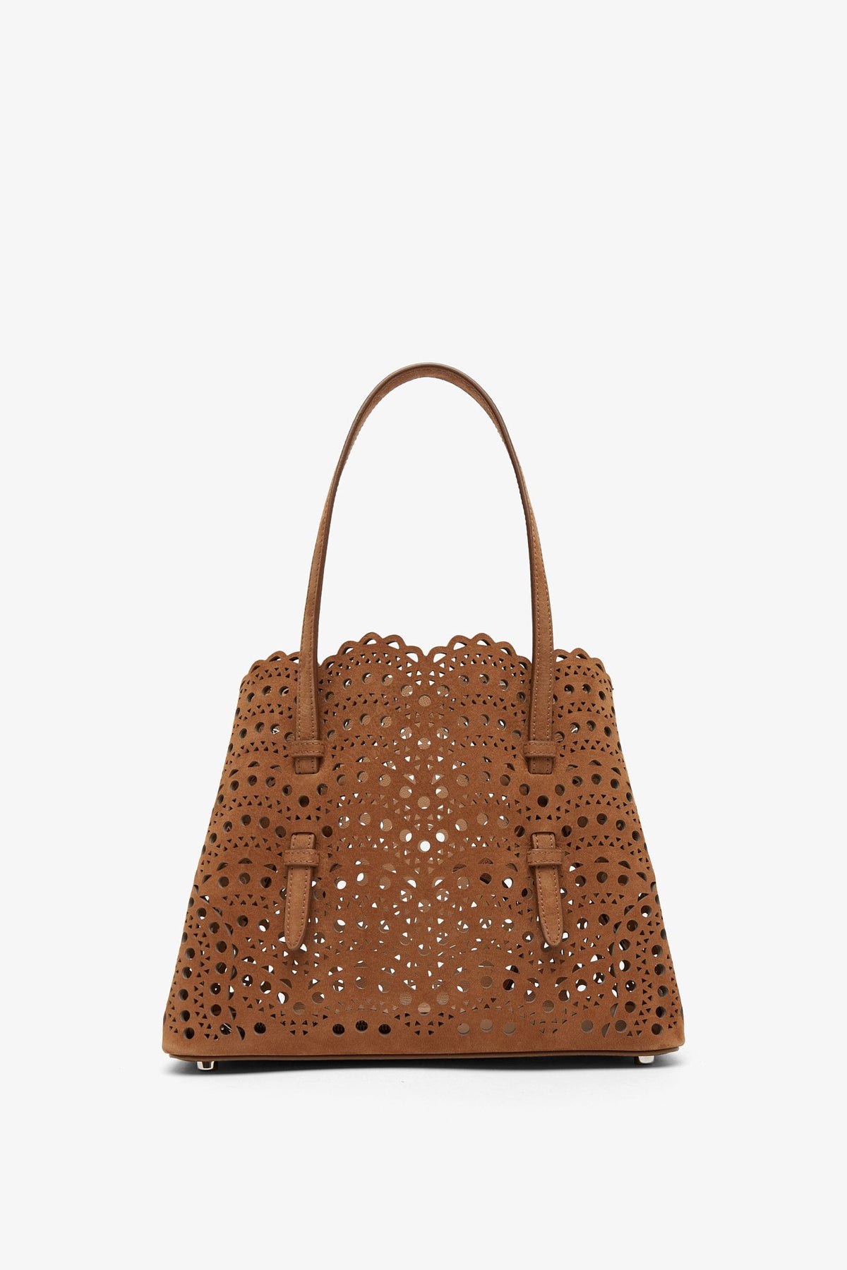 ALAÏA MINA 25 BROWN NUBUCK TOTE BAG