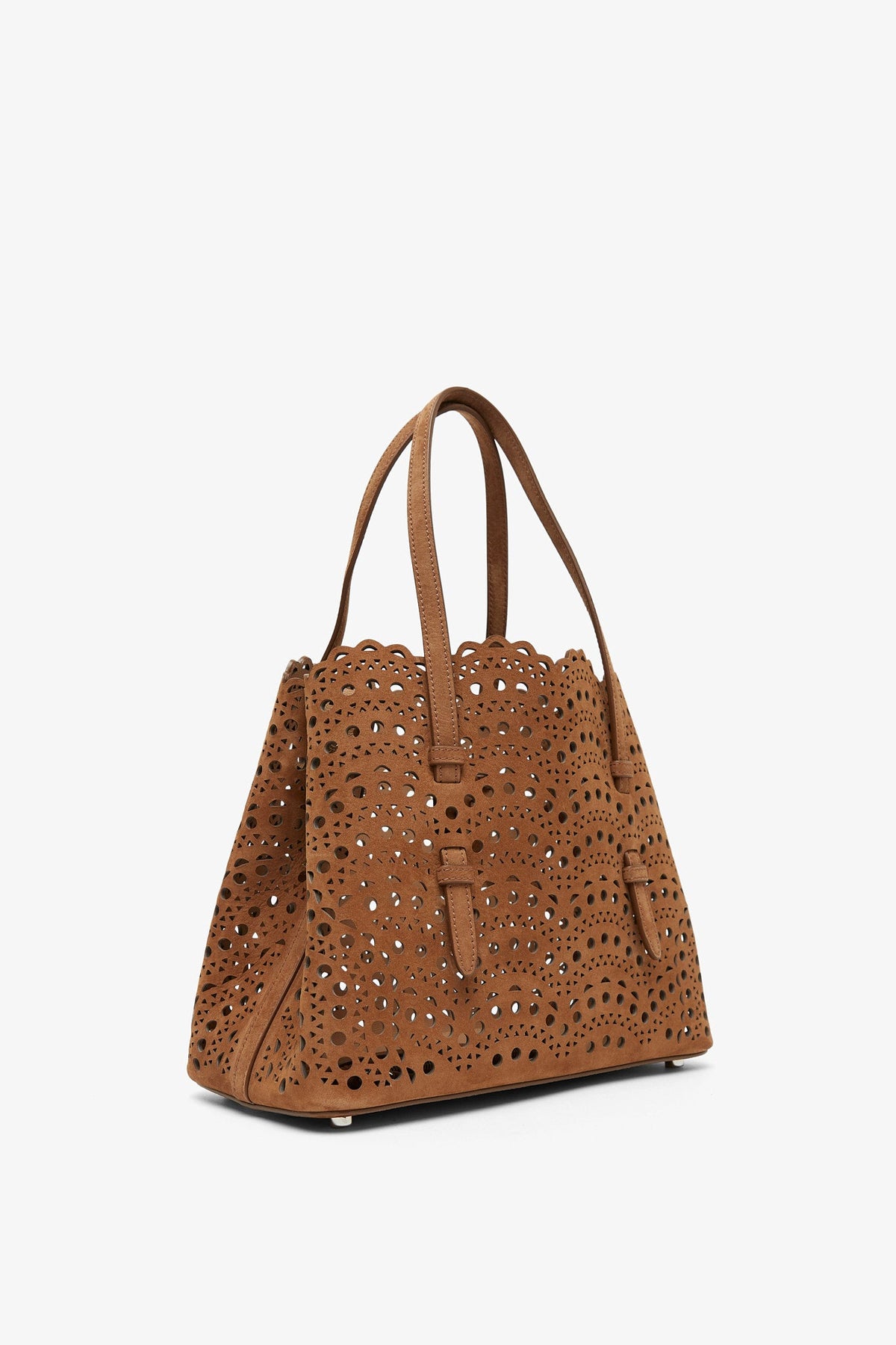 ALAÏA MINA 25 BROWN NUBUCK TOTE BAG