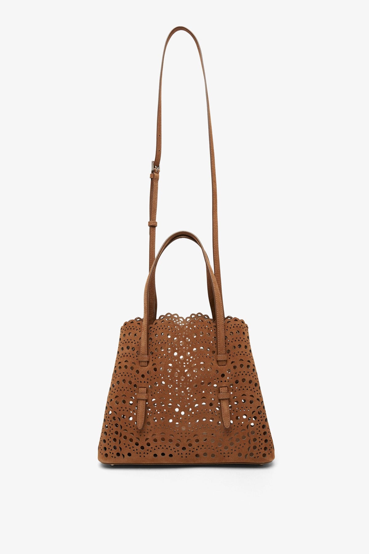 ALAÏA MINA 25 BROWN NUBUCK TOTE BAG