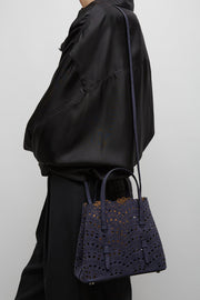 Mina 20 dark blue leather tote bag