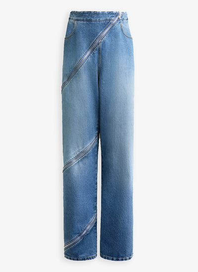 Zip-up wide-leg jeans