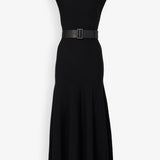 Belted wool maxi dress