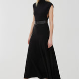 Belted wool maxi dress