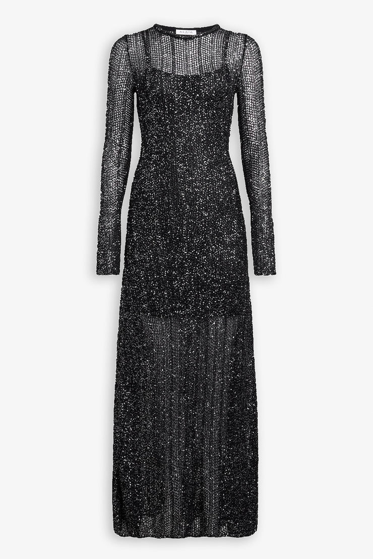 Sequin black and silver long dress