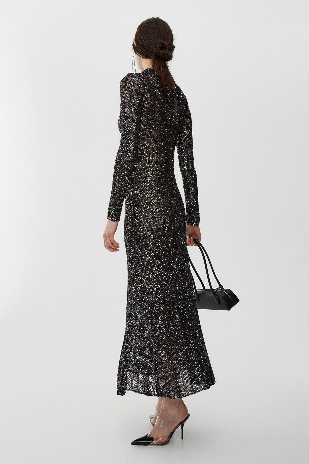 【ALAIA直営店】ROBE LONGUE EN MAILLE A SEQUINS Alaïa | Sequin black and silver long dress | Savannahs