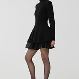 Flared ribbed knit cardigan