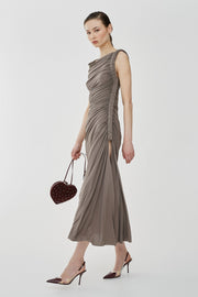 Draped one-shoulder jersey dress