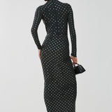 Embellished green jersey dress