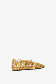 Gold mesh ballet flats