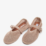 Metallic rose braided ballet flats