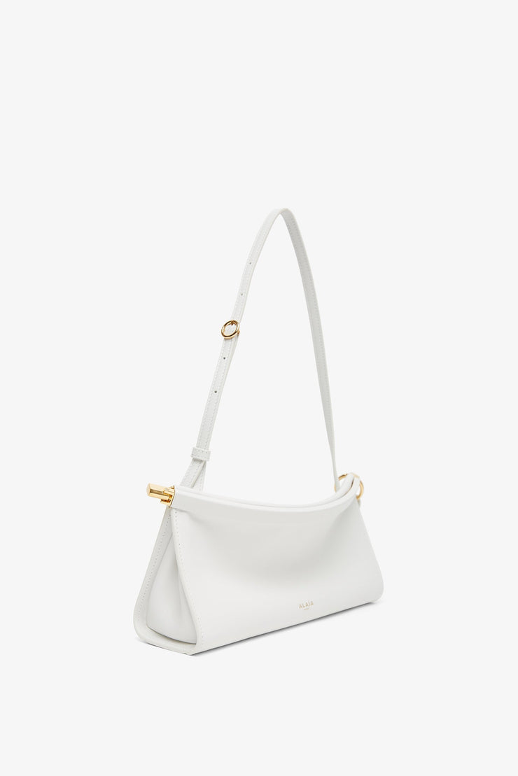 East West S white calf leather bag