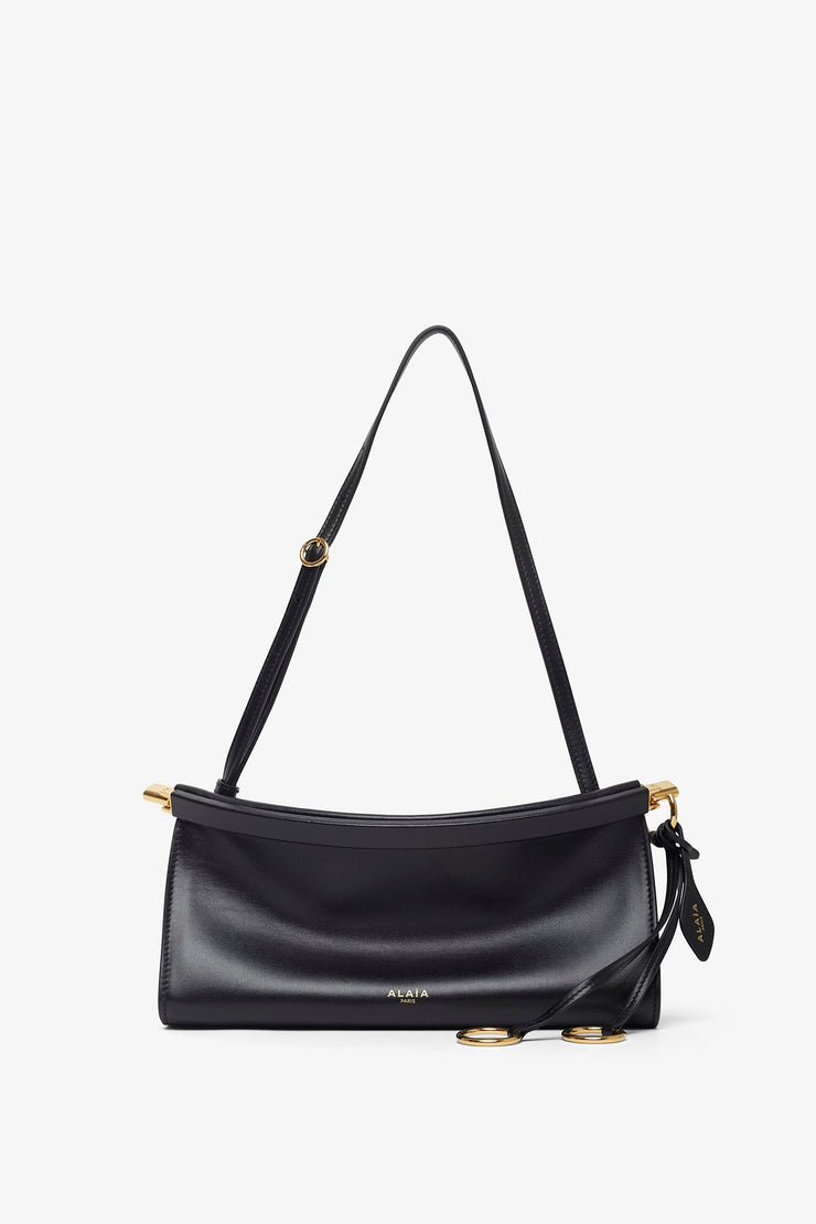 East West S black calf leather bag