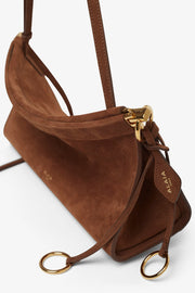 East West M brown nubuck leather bag