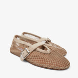 Greige mesh ballet flats