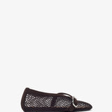 Brown mesh ballet flats