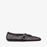 Brown mesh ballet flats