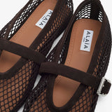 Brown mesh ballet flats