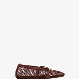 Dark red mesh ballet flats