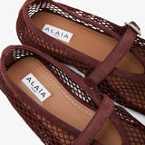 Dark red mesh ballet flats