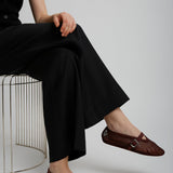 Dark red mesh ballet flats