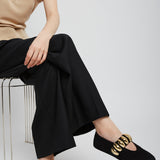 Black jewel ballet flats